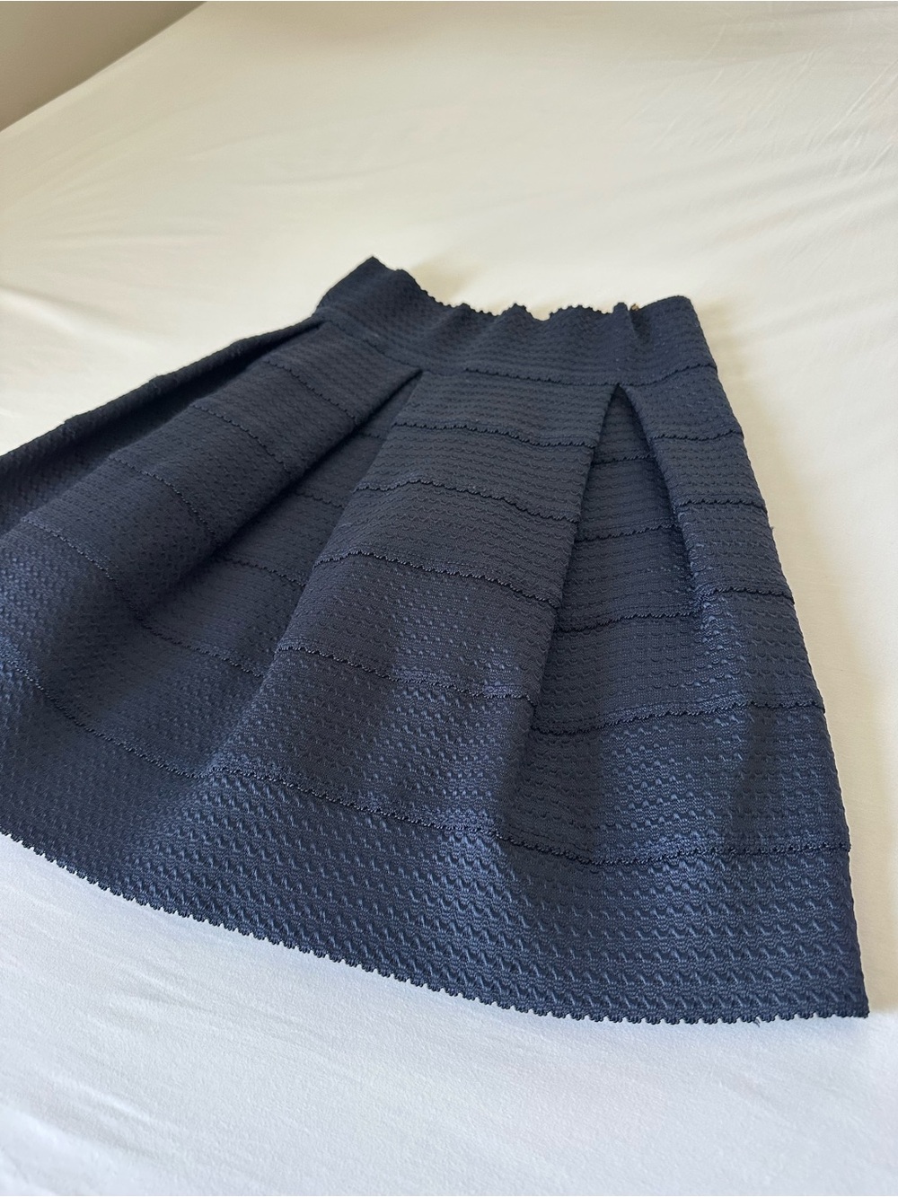 Ginger G Navy Textured A-Line Skirt